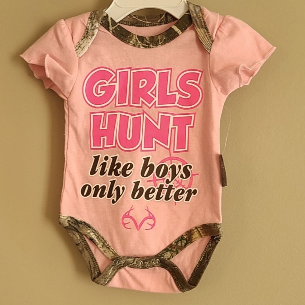 NWT "Girls Hunt like boys only better" onesie/bodysuit